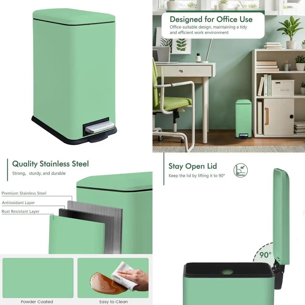 

16.7L Bathroom Trash Can with Removable Bucket, Soft-Close Lid, and Stainless Steel Pedal