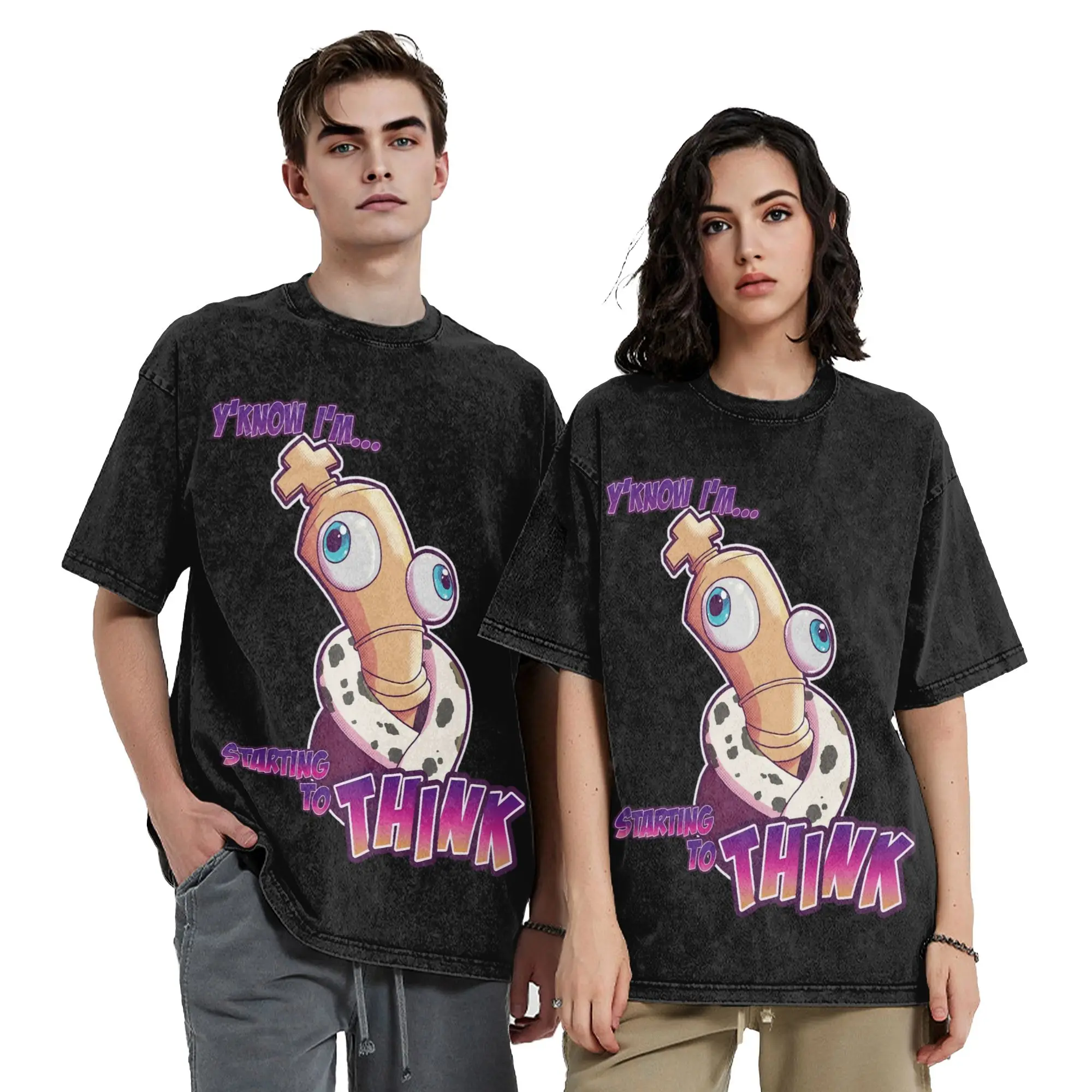 Cartoon Digitals Circus Kinger is Thinking Washed T Shirts Streetwear Fashion T-Shirts  Tees for Men Women 100% Cotton Summer