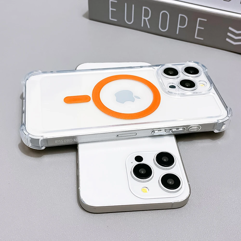 

Luxury Magnetic Magsafe Case For iPhone 16 15 14 13 12 11 Pro Max Plus Shockproof Silicone Candy Color Clear Soft Cover Shell