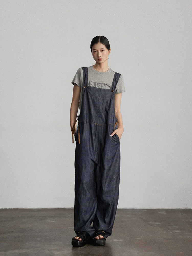 

Широкие джинсовые комбинезоны Haax, летние женские свободные повседневные длинные брюки, универсальные для всех сезонов