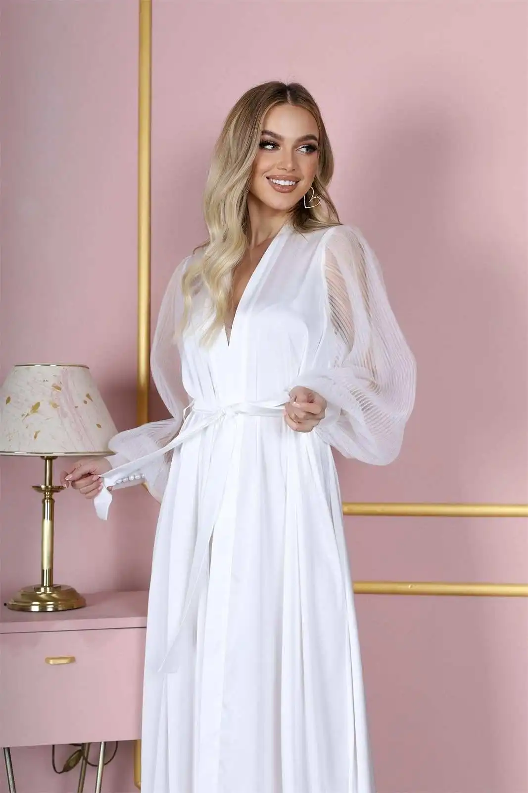 Bridal Robe Wedding Gowns For Women Bride Luxury Custom Bathrobe Long Sleeve Floor Length Boudoir Birthday Party