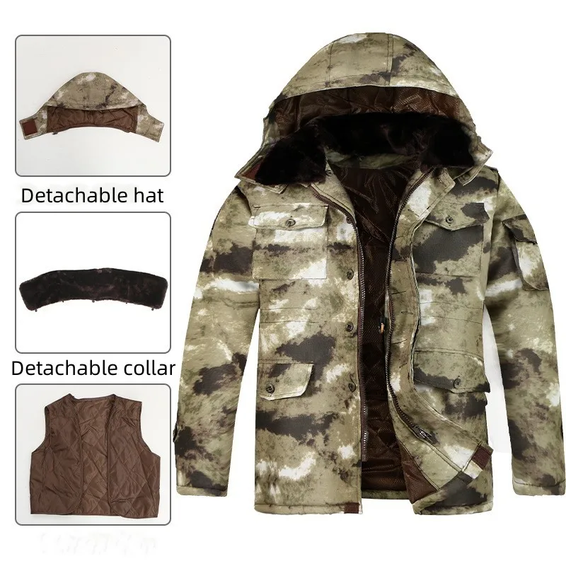 

Maleclothes Winter fashion Thicked Windproof waterproof Jacket Men Hooded Camouflage Down Fur Collar Coat top Overcoat