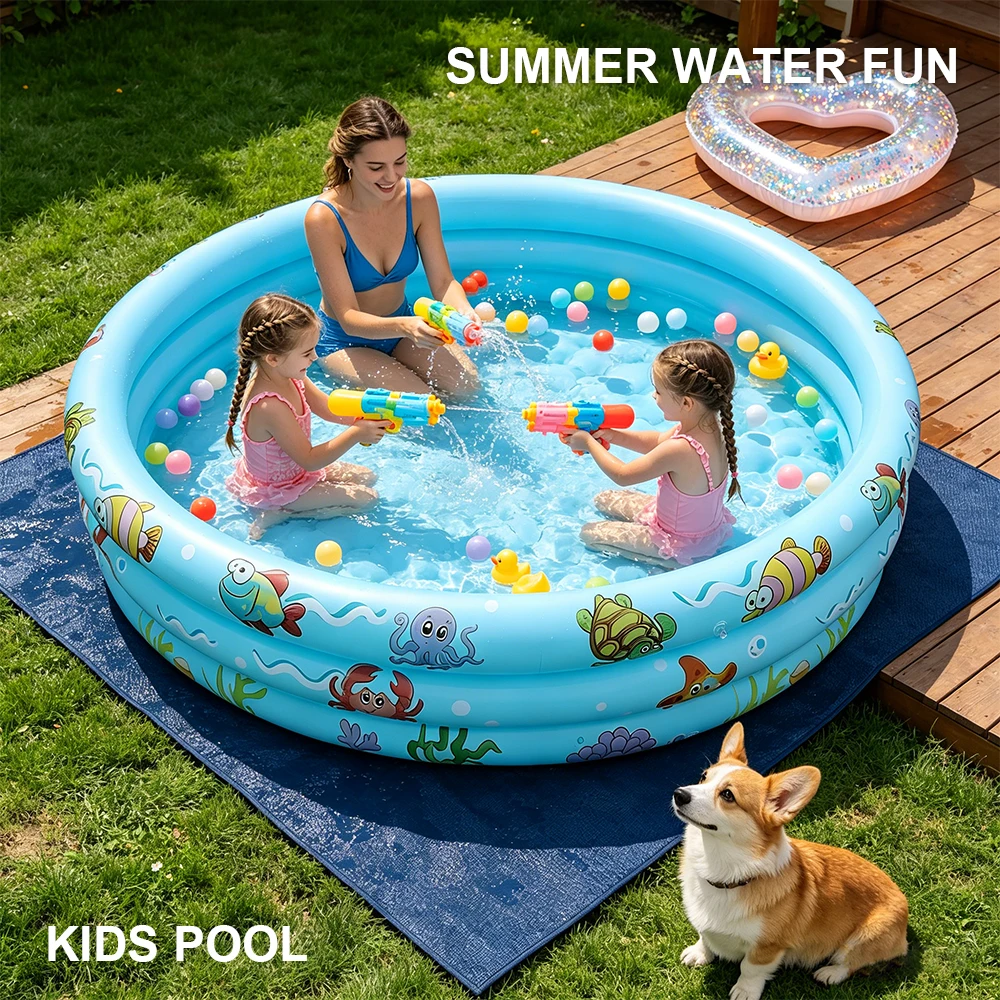 3 Rings Inflatable Pool for Kids, Summer Fun