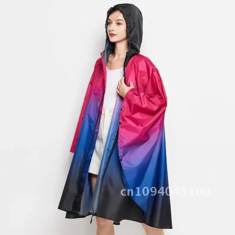 New Colorful Women Biker Raincoat Lightweight Adult Coat Gradient Rain Raincoats Poncho Waterproof Cloak Rainwear Motocycle Men