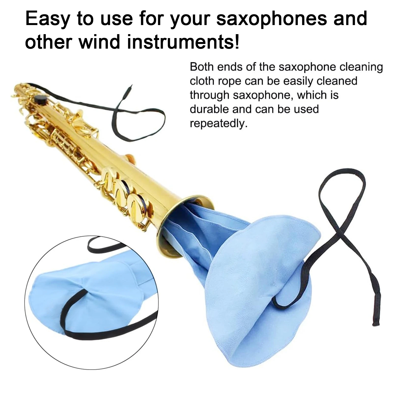 Microfiber Saxophone Inner Chamber Cleaning Cloth for Clarinet / Horn / Sax Winds Instruments, Maintenances Care Cleaning Coth