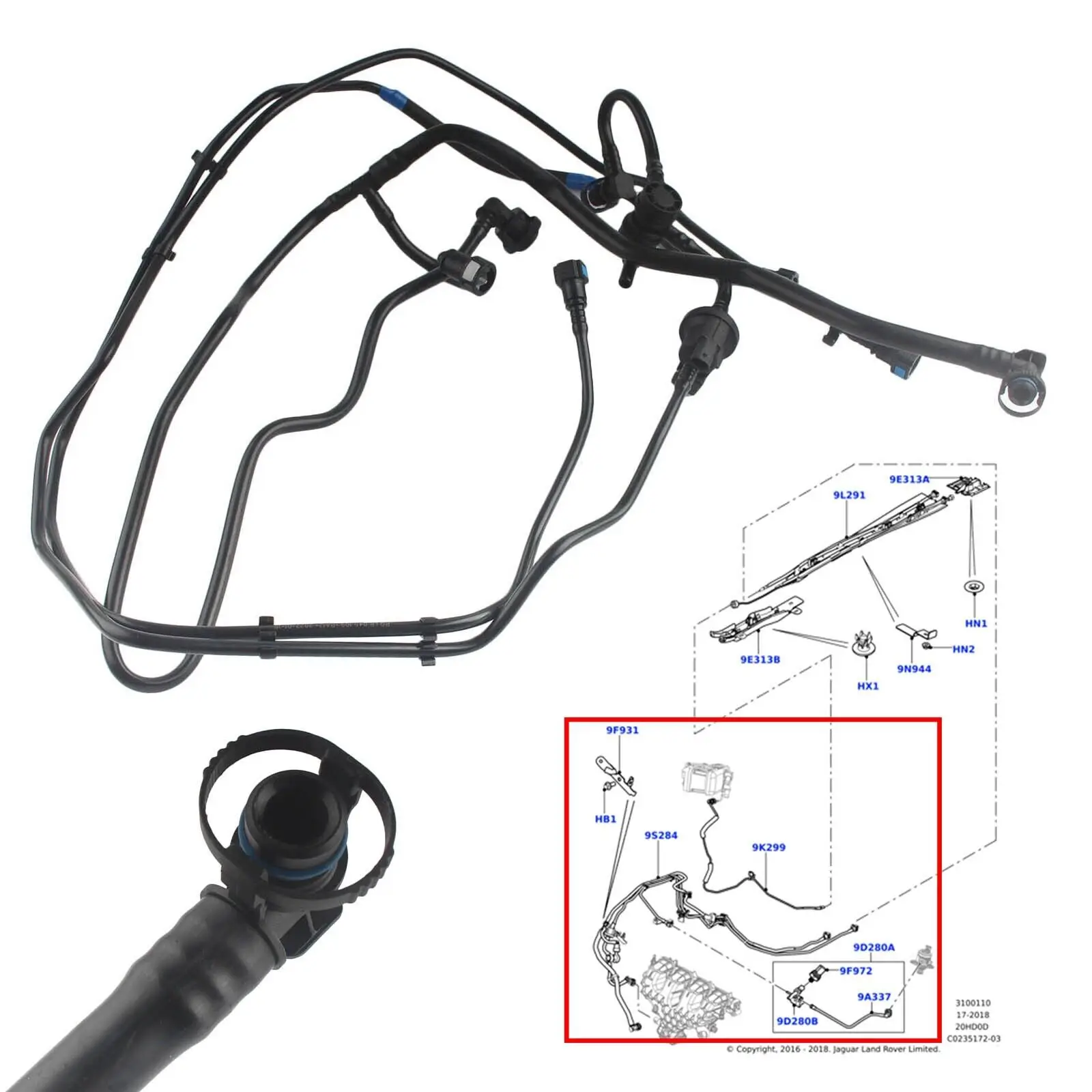 

Car Accsesories Fuel Supplie Tube Gas Feed Pipe Automobiles Interior Replacement Parts for Land Rover FREELANDER EVOQUE LR045109