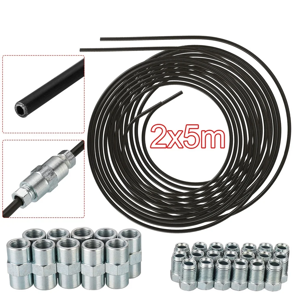 2x5m 316 (4 75mm) Brake Pipe with 20 Nuts and 10 Connectors for Installation on Multiple Automotive and Refrigeration Lines