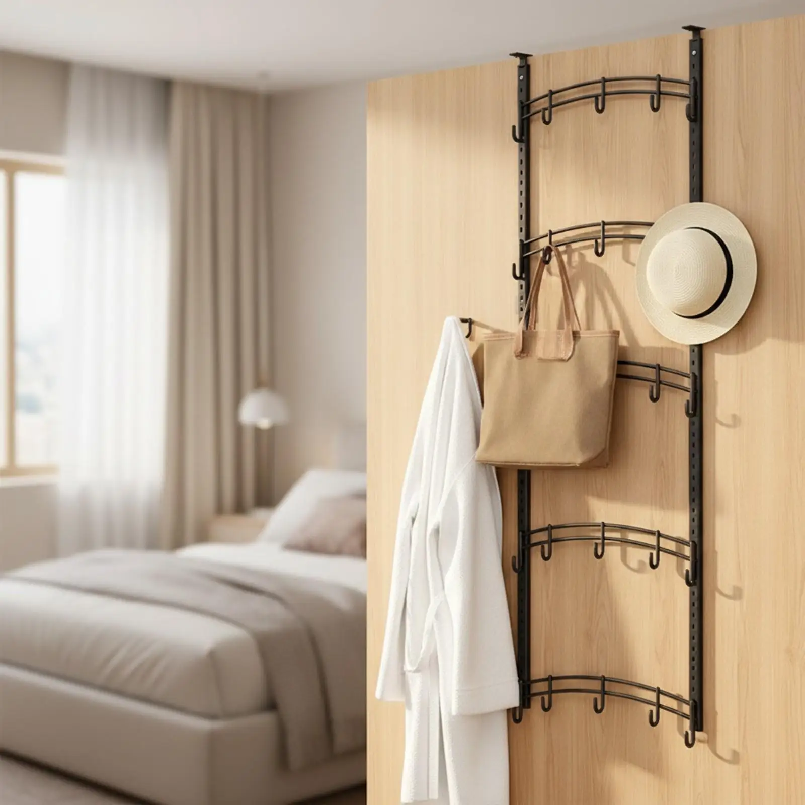 Over-the-Door Hook Rack with Multiple Rails No for Apartment