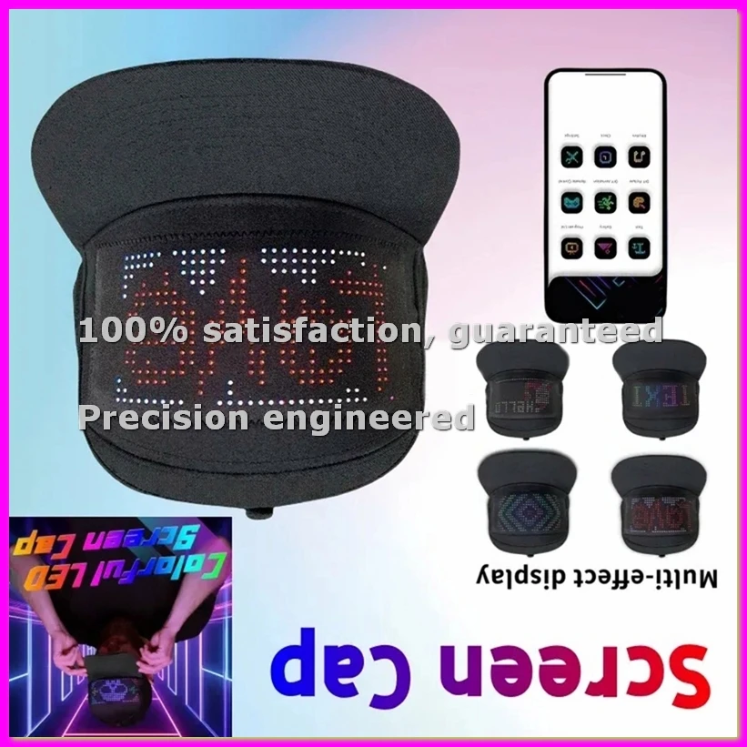 

Светодиодная кепка с экраном-дисплеем, DIY, умная пиксельная матрица, бейсболка, перезаряжаемая, управление через приложение, для хип-хопа, уличных вечеринок, декор - ANKL