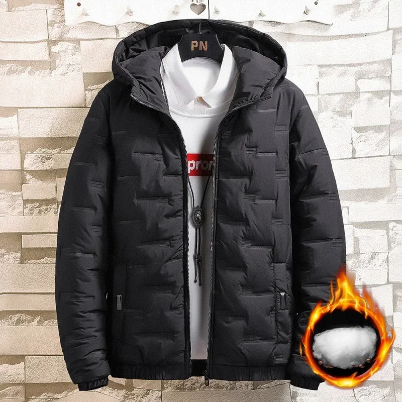 Autumn and Winter New Fashion Trend Thick Warm Hooded Cotton-Padded Jacket Men's Casual Loose Comfortable Large Size Coat