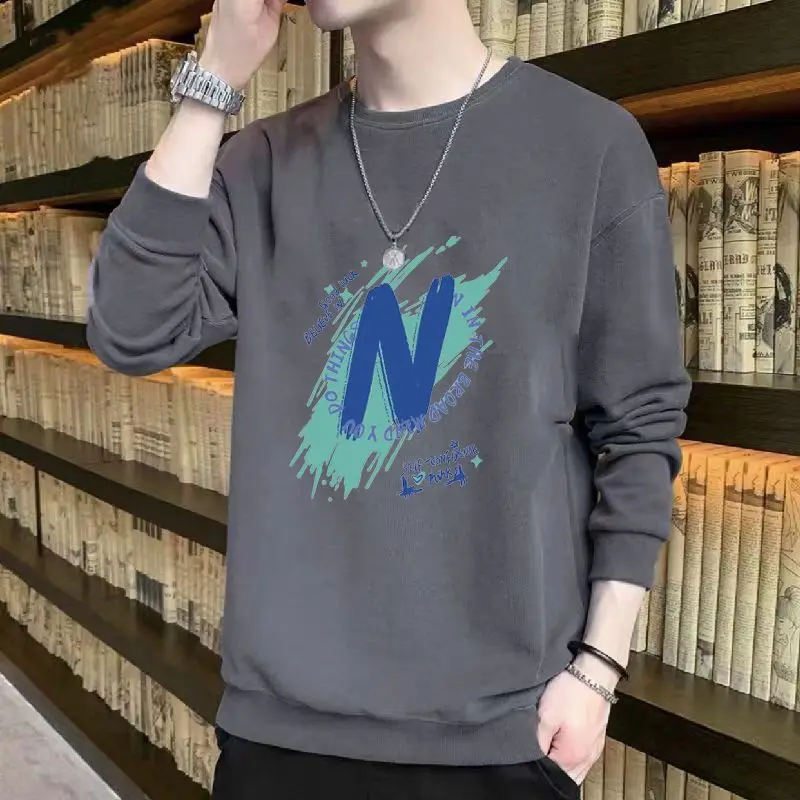 Fashion O-Neck All-match Printed Letter Sweatshirts Men's Clothing 2024 Spring New Loose Korean Tops Casual Sweatshirts
