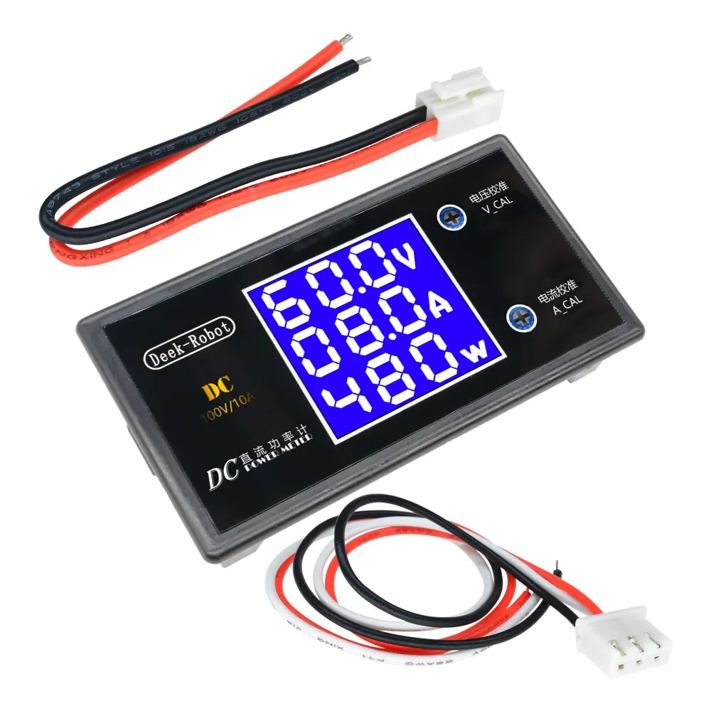 Voltmètre numérique LCD, ampèremètre, wattmètre, tension, courant, compteur de puissance, détecteur de volts, testeur, moniteur DC 0 à 100V 10A 1000W