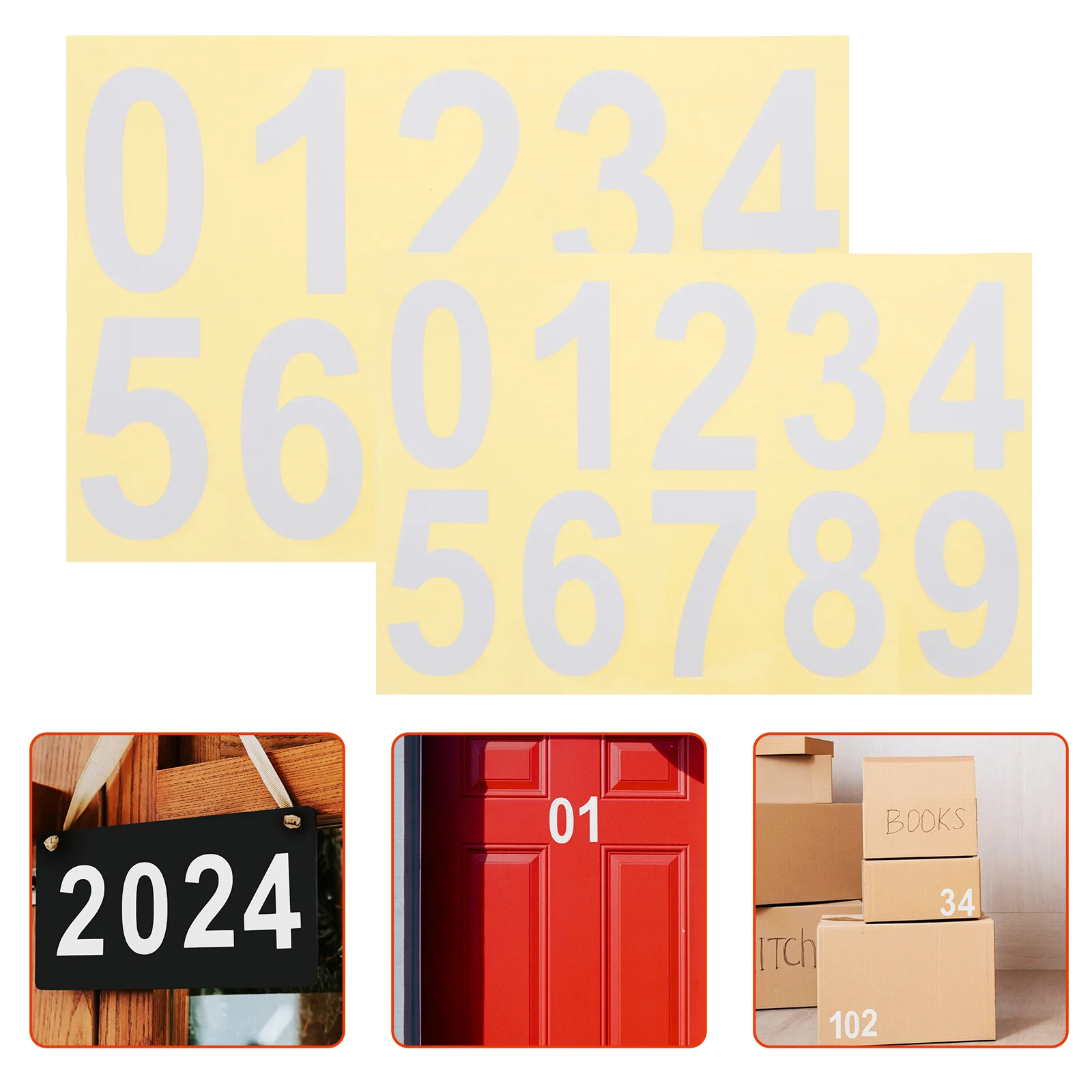 5 Pcs Reflective Number Stickers Nail Letter Mail Envelope Pvc Self-adhesive Numbers Mailbox