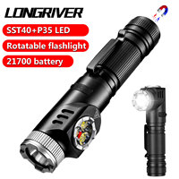 LONGRIVER  BLF301 Flashlights Rechargeable 21700 IP65 90° Rotatable Flashlight,SST40 Powerful LED Magnetic Torch EDC Work Light