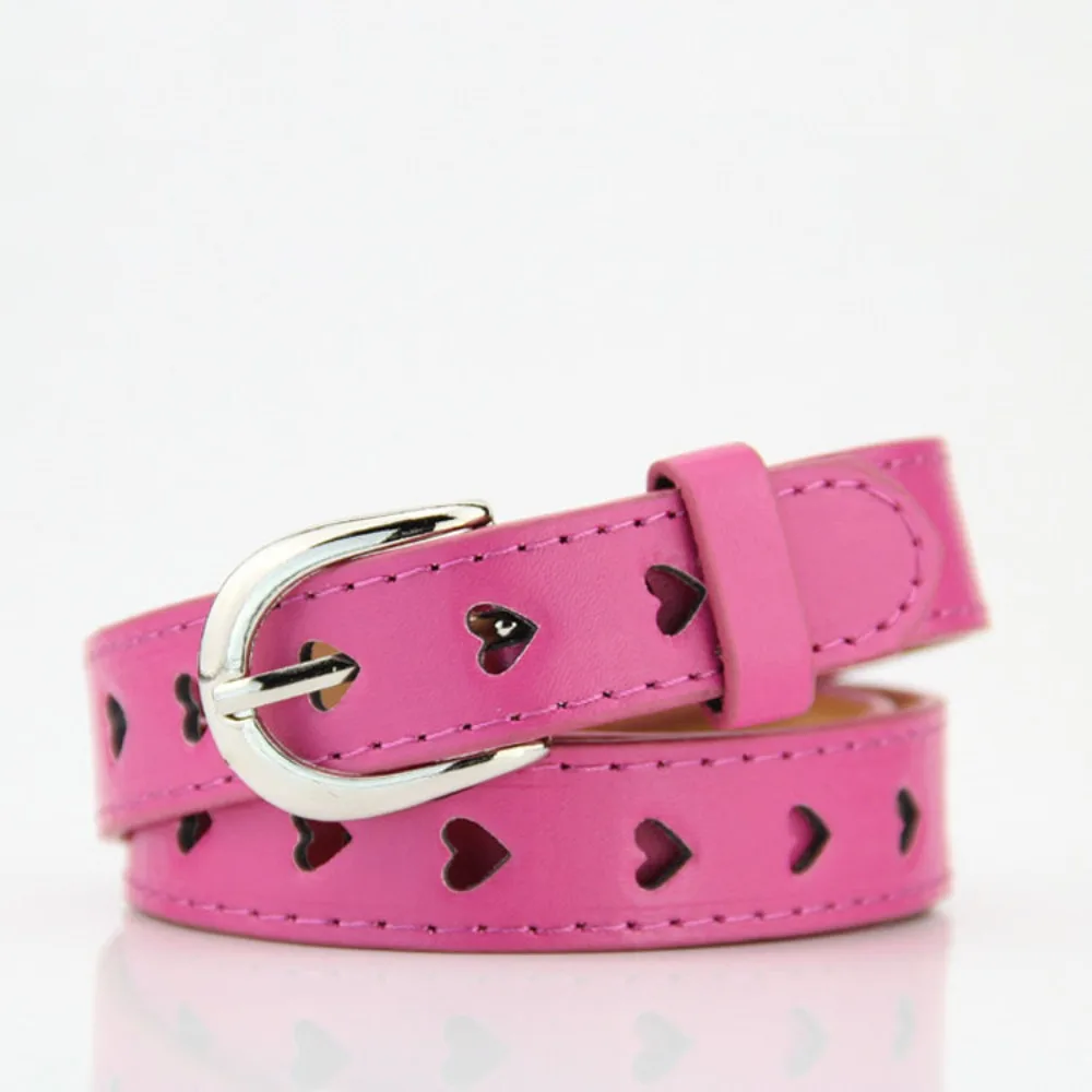 Stylish Hollow Heart Waist Belt Alloy Buckle PU Leather Leather Belt Adjustable Length Denim Match Jeans Belt For Dresses