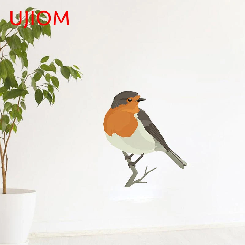 UJIOM Robin Bird Bedroom Accessories Wall Stickers Home Decoration Living Room Decor Moisture Proof Wall Decal Wallpaper