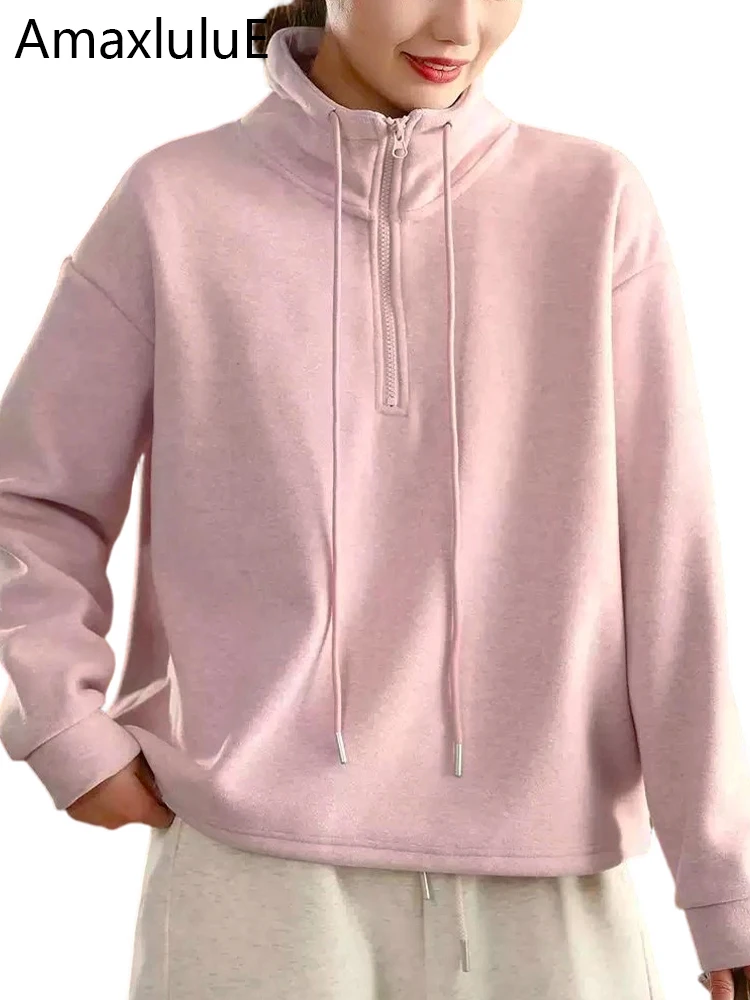 

Amax LuluE Korean Winter Fitness Clothes Womens Classic Loose Warm Fur Hoodies Ladies Fashion Casual Classic Thicken Sweatshirts