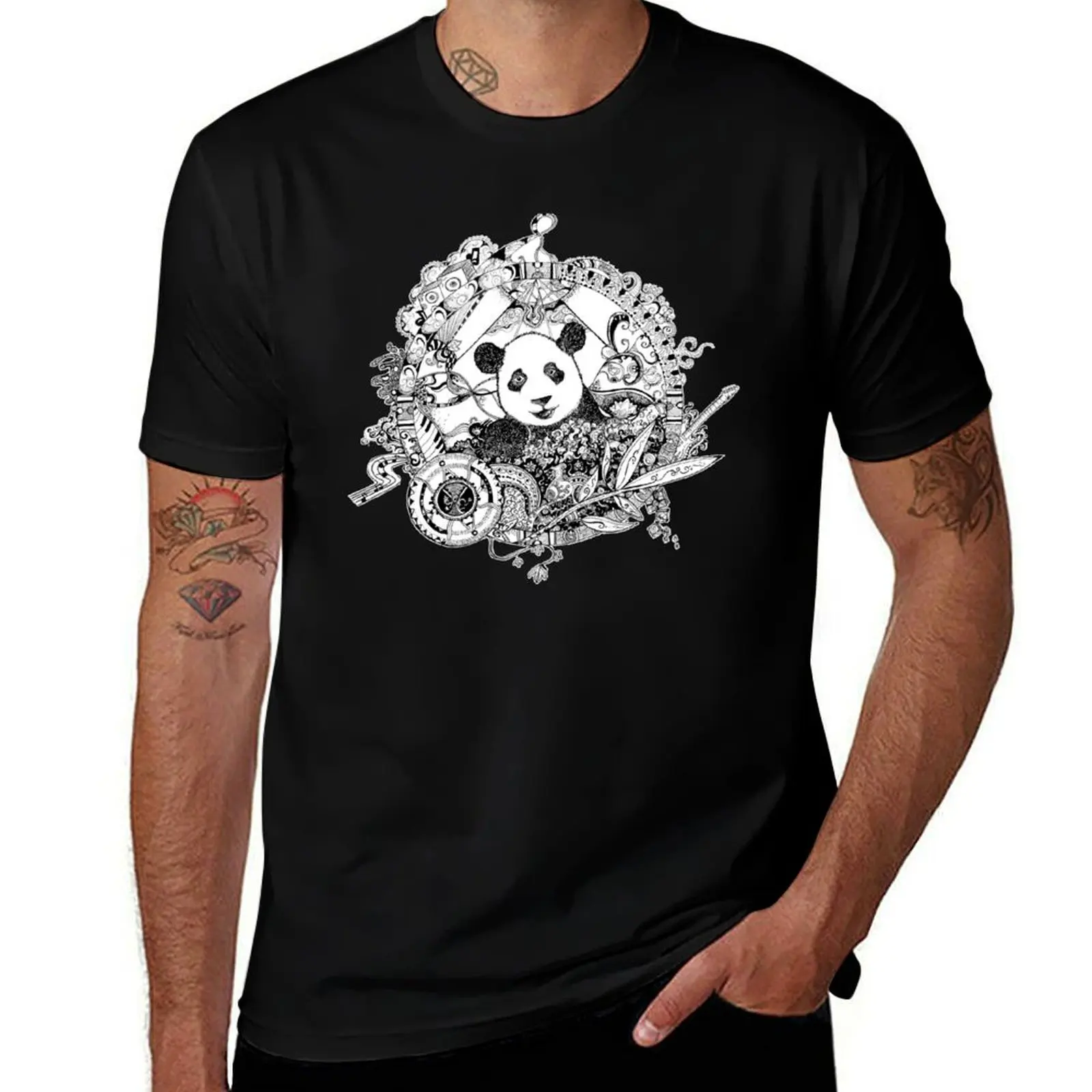 Rocking panda T-Shirt Work Wear Simple Tee Shirt T-Shirt