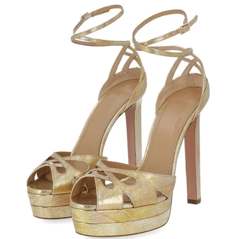 

Platform Cross Strap Sandals Sexy Pointed Teo Square Heel Accetp Customized Size 35-43 New Arrivals Fashion Women Modern Shoes