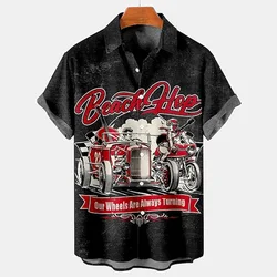 Hawaii Sexy Rock Hip Hop Style Men's Shirt Motorcycle Short Sleeve 3D Printed Loose Button Top Vintage Clothing Beachwear Casual