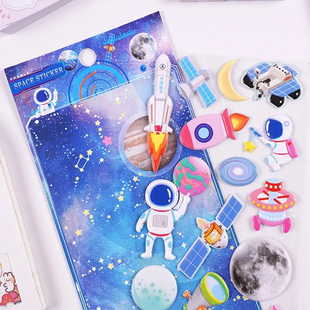 Space DIY Scrapbook Astronauts Series Stationery Stickers Journal Diary Stickers Decorative Stickers 3D Bubble Foam Stickers