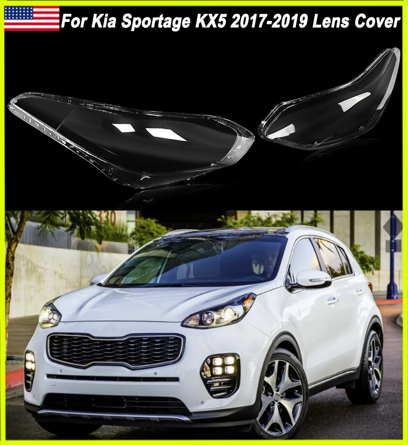 

SAIQINGSP Fit For Kia KX5 2017 -2019 Pair Headlight Cover Lens Shell Left+Right Car Accessories Tools