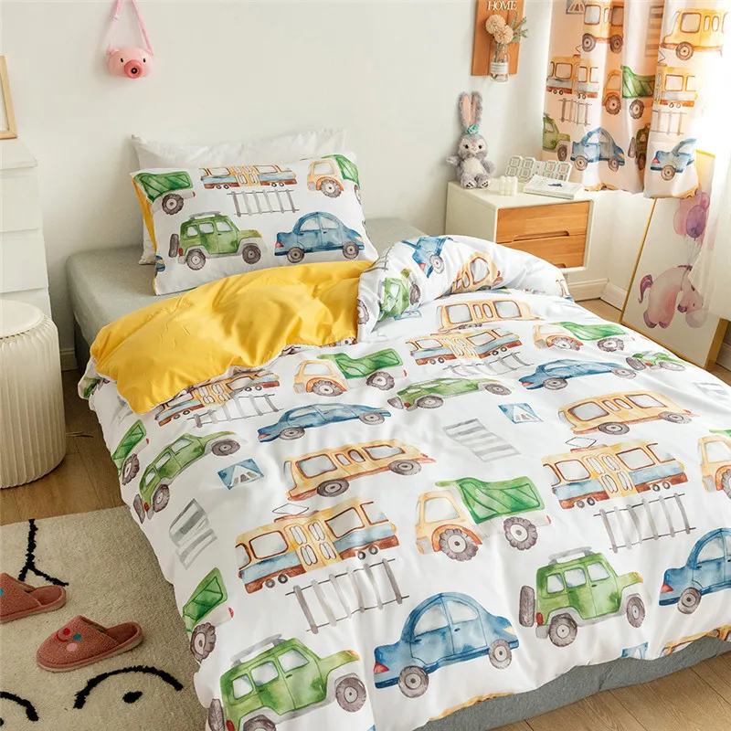 Kids Duvet Cover Set Children Boys Girls Cartoon Car Plane Digital Printing Home Bedding US single bed quilt cover Gift