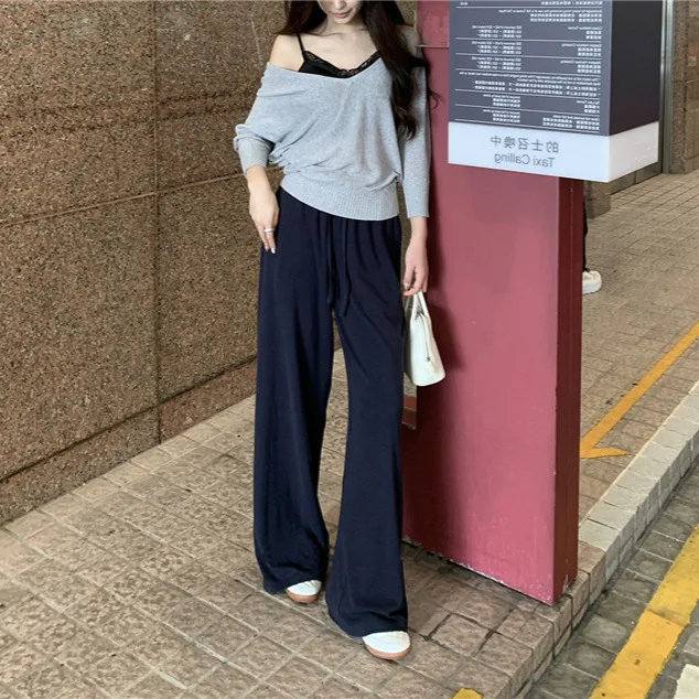 

8016 Summer New Loose Lazy Big V-Neck Lightweight Breathable Cool Linen Slimming Top Knitted Sweater Cover-Up