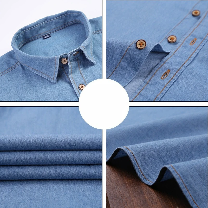 Camisa vaquera 100 de algodón para hombre, chaquetas vaqueras xxxxl, ropa de calle informal, prendas de vestir exteriores, chaqueta vaquera con cuello vuelto y una botonadura para hombre
