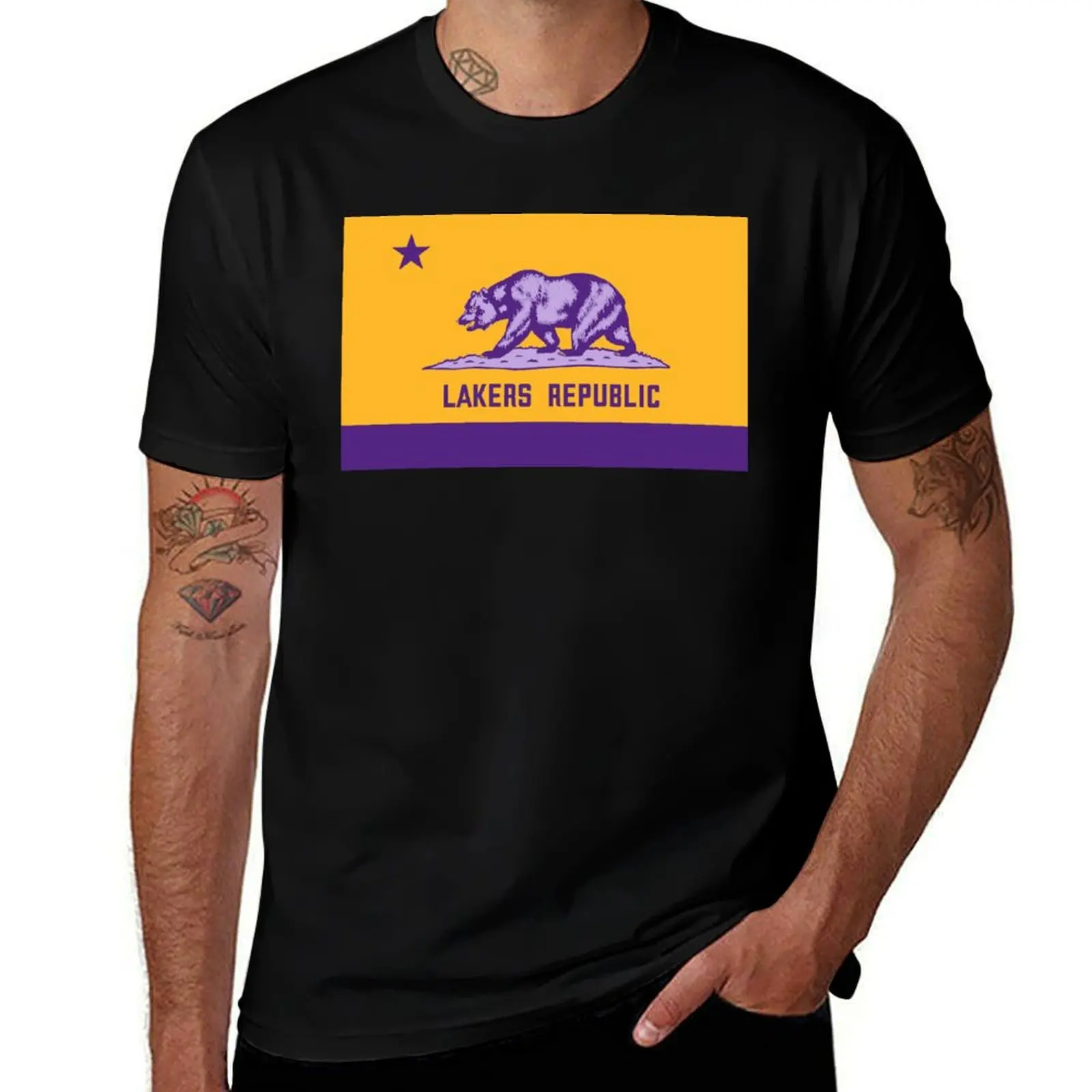 California Republic Flag Lakers T-Shirt Louboutins blue archive plus size tops hippie clothes men t shirt