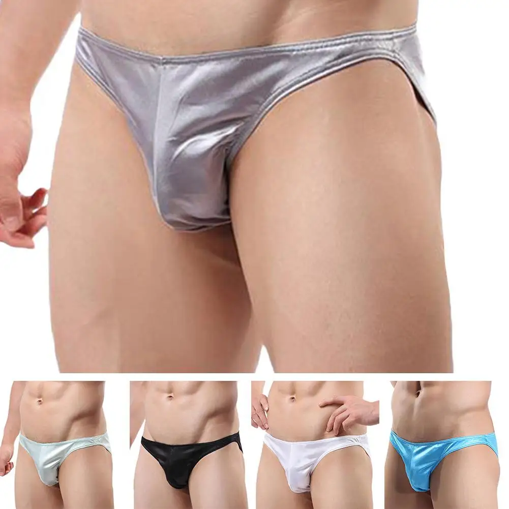 Classic Solid Color Men's Panties Silk Briefs for 5 Spandex 95 Polyester Brand New Condition Classic Style Classic