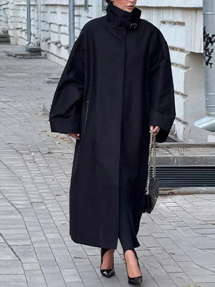 

European style new women's fashion, versatile, elegant, simple solid color long-sleeved slimming trench coat