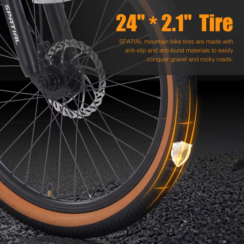 دراجة جبلية SPATIAL مقاس 24 بوصة، إطار ألومنيوم 21 سرعة MTB مع فرامل قرصية مزدوجة للمراهقين والبالغين
