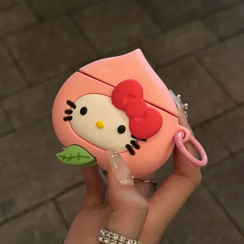 

Милый мультяшный Sanrio Hello Kittys AirPods чехол Kawaii Мобильный телефон синий лук Airpods1 2 3 силикагелевые противоударные наушники чехол подарки