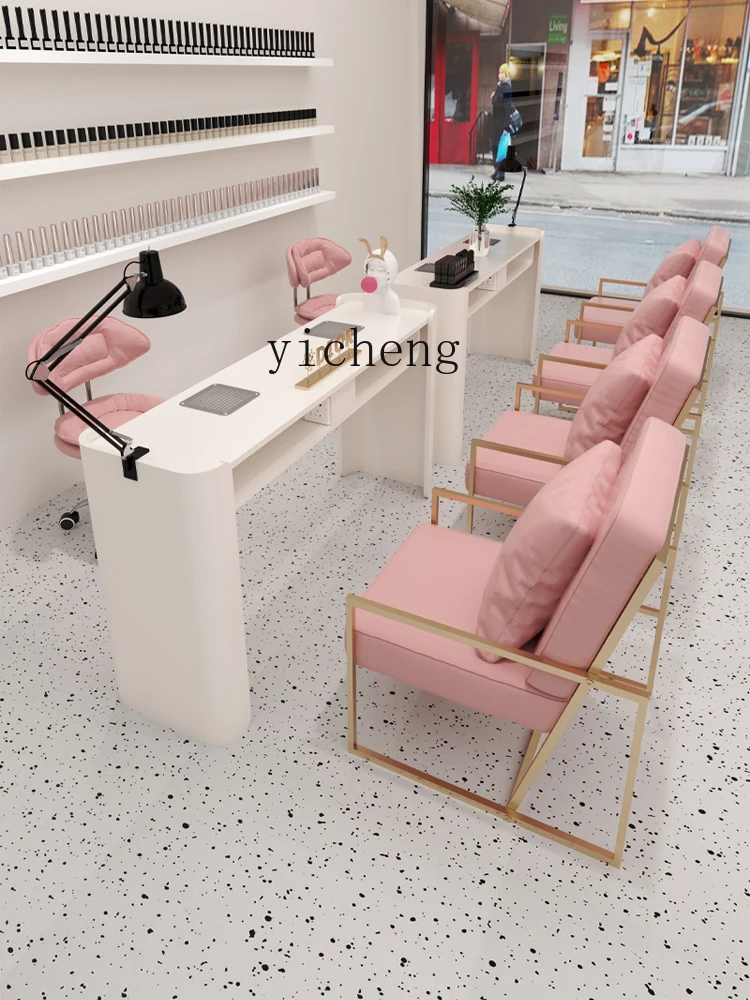 XL Nail Table and Chair Suit Japanese Style with Heating Lamp Vacuum Cleaner Socket Nail Table