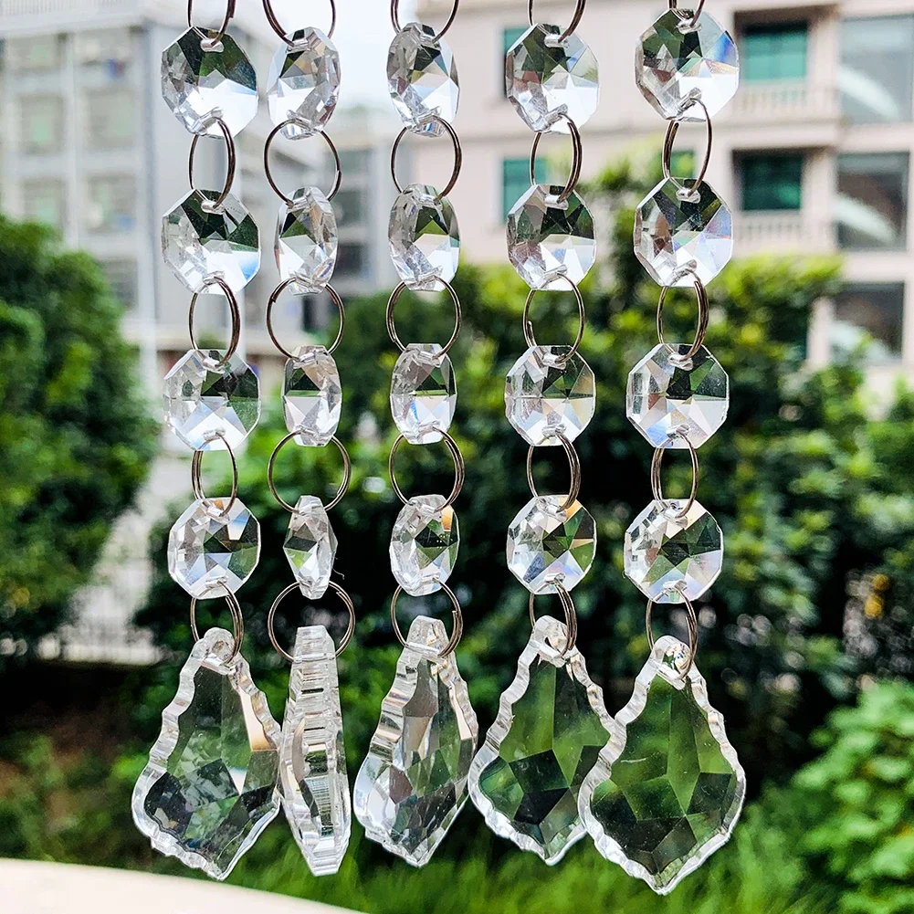 

5PCS/lot Maple Leaf Bead Pendants Glass Crystals Prisms Chandelier Lamp Parts Hanging Ornament Party Wedding Decor 140mm