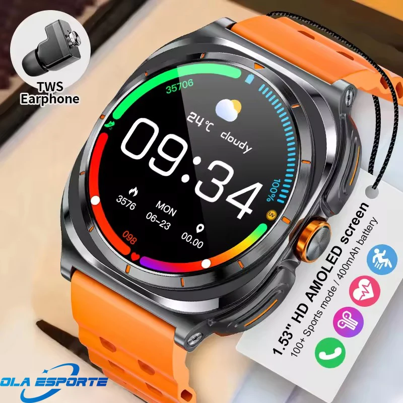 

2025 Popular Wireless Bluetooth watch Men water proof TWS Earphones Dual Earphones Call Health Monitor Sports Music Smartwatch