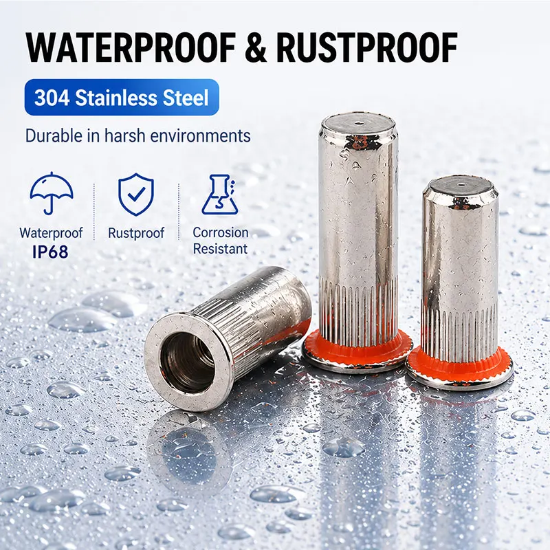 10pcs 304 stainless steel flat head sealed glue-coated waterproof blind rivet nut