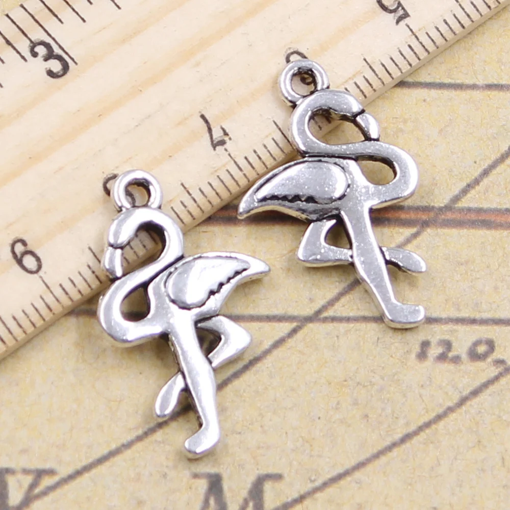20pcs Charms Single Stand Crane Flamingo 26x16mm Tibetan Silver Color Jewelry Antique Pendants DIY Craft Handmade Making