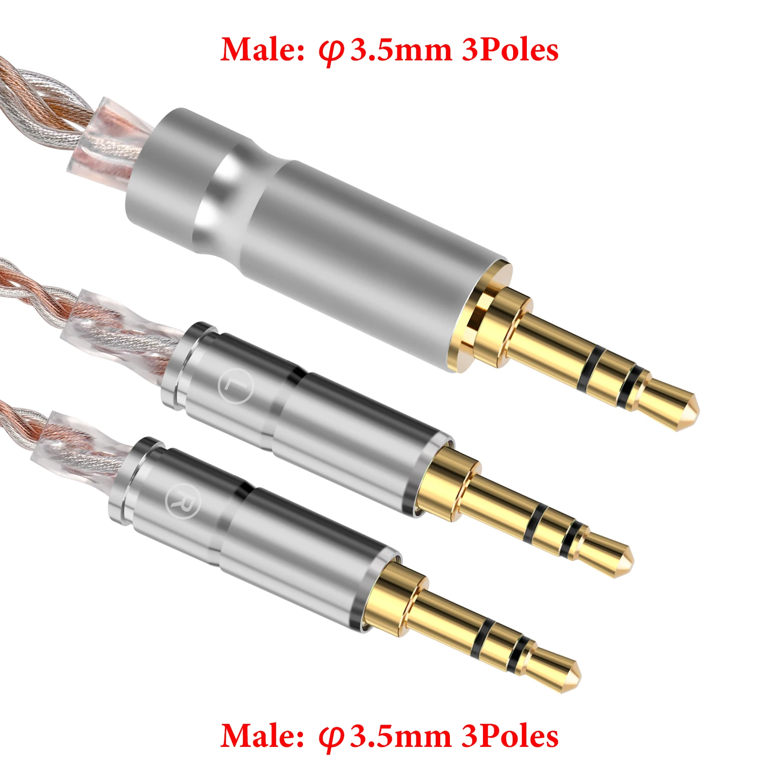 Geekria Apollo Kupfer-Silber-Geflechtskabel als Upgrade für HIFIMAN Sundara, Ananda, Arya, HE4XX, 3,5-mm-auf-Doppel-3,5-mm-Audiokabel (8,2 Fuß). – Detail 3