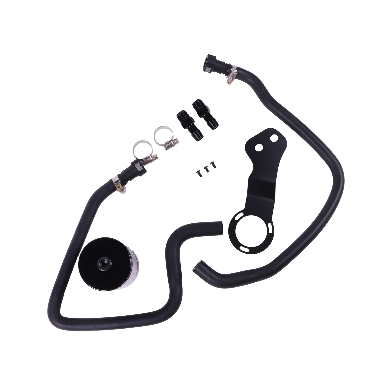 1set New PCV Baffled Oil Catch Can Kit with Pre-Installed Hoses & 1/2" Aluminum Barbed Fittings For 2016+ Chevrolet Camaro SS - view 2
