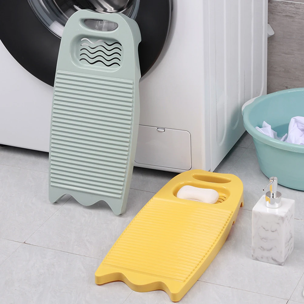

2pcs Plastic Clothes Washboard Non-Slip Laundry Board Hanging Handle Compact Size Easy Storage Home Use Durable Household