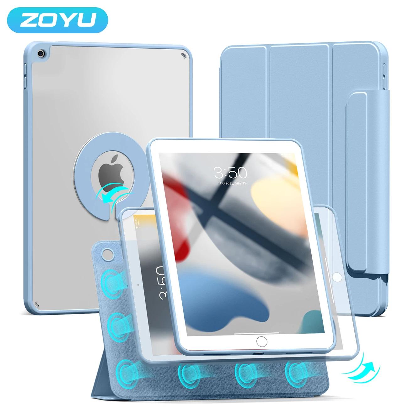 

ZOYU for iPad 10 10.9 inch 2022 mini 6 720° Detachable Magnetic Folding Case,For iPad Pro 11 12.9 Air 4/5 10.2 7/8/9th Gen Cover