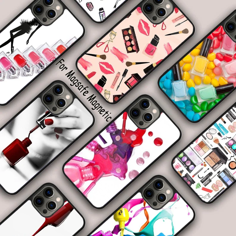 Cosmetics Nail Polish Magnetic Phone Case For APPLE iPhone 16 14 13 12 11 Pro Max 15 Plus Wireless Charge With MagSafe Cover