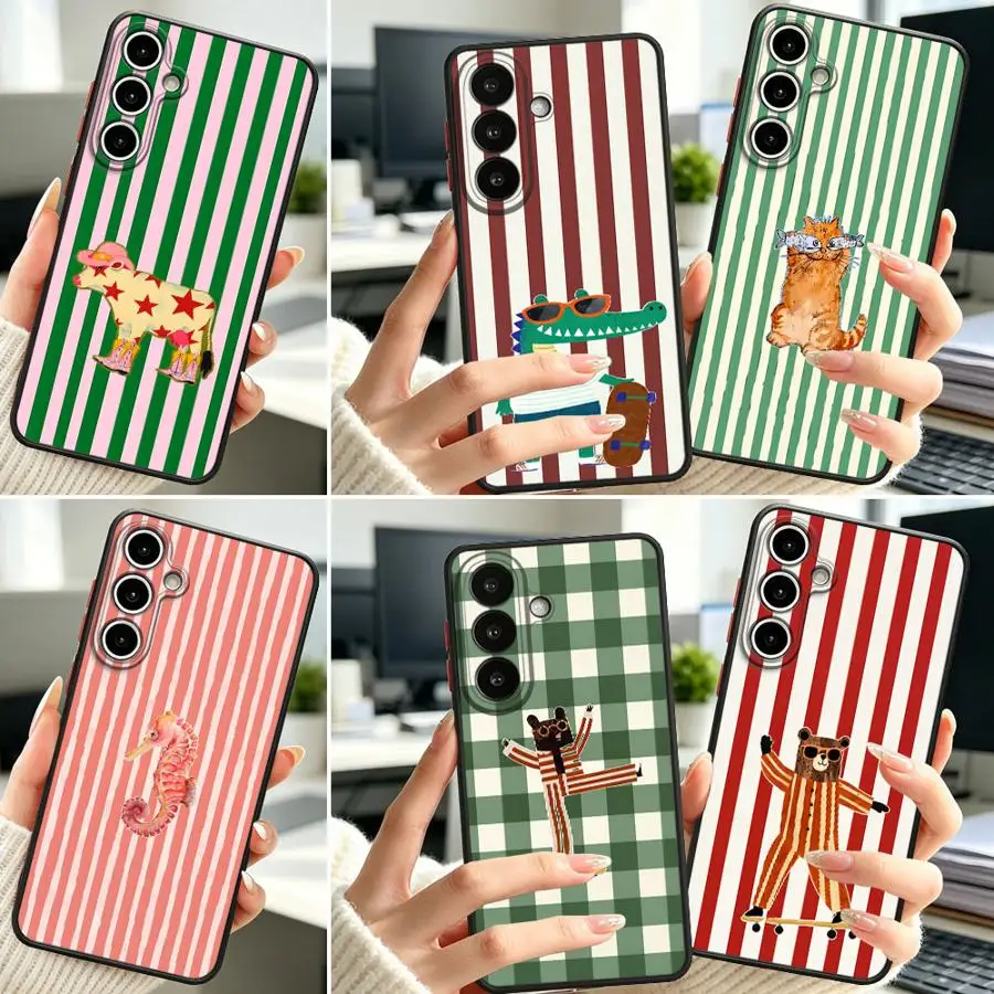 Case for Samsung Galaxy A57 A16 A15 A33 A54 A53 A34 A36 A72 A35 A17 A52 A14 A23 A56 A55 Phone Cover Seahorse Stripe