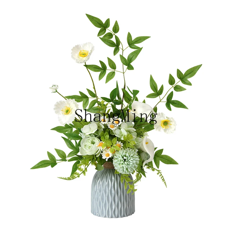

LXY light luxury high-end simulated flower ceramic ornament, living room flower arrangement, advanced dry flower ornament