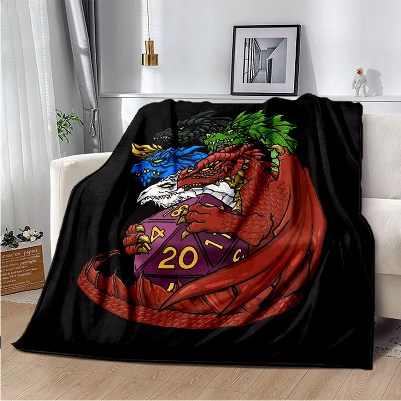 

Game Blanket Dungeons and Dragon Flannel plush blanket Children or adults sofa bed Warm Dice Soft Bedspread