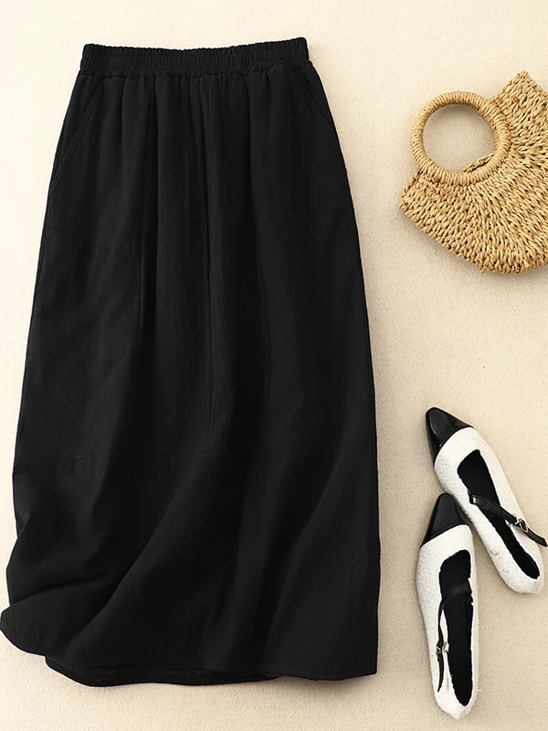 Gonna lunga in cotone retrò da donna taglie forti allentata tutto-fiammifero bocciolo di fiore lanterna gonna a trapezio pendolari Sle autunno inverno casual