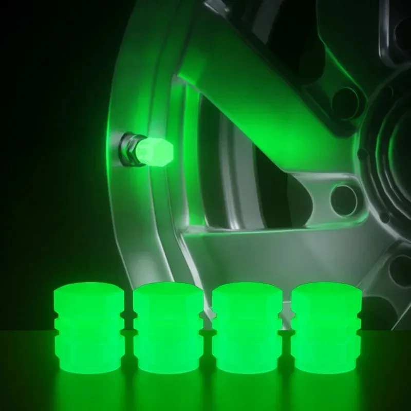 Luminous Car Tire  Valve Caps  Motorcycle Bike Tyre Hub Valves Stem Tire Hub Nozzle Night Glowing Cap Decor Fuorescent Caps