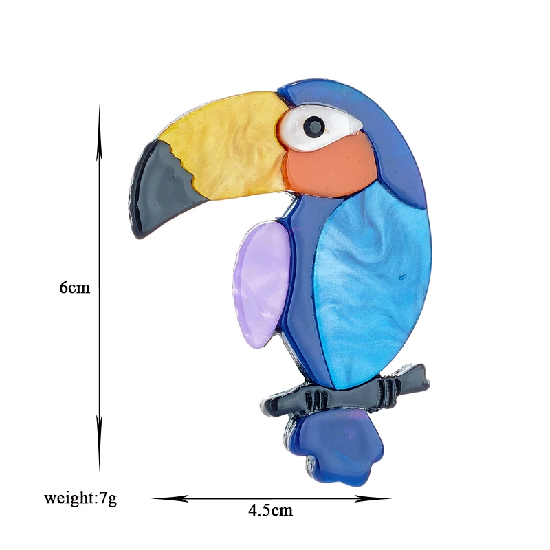 YAOLOGE Acrylic Cartoon Blue Parrot Brooches For Unisex Kid New Trends Pins Badge Accessories Cute Christmas Gifts Jewelry Брошь